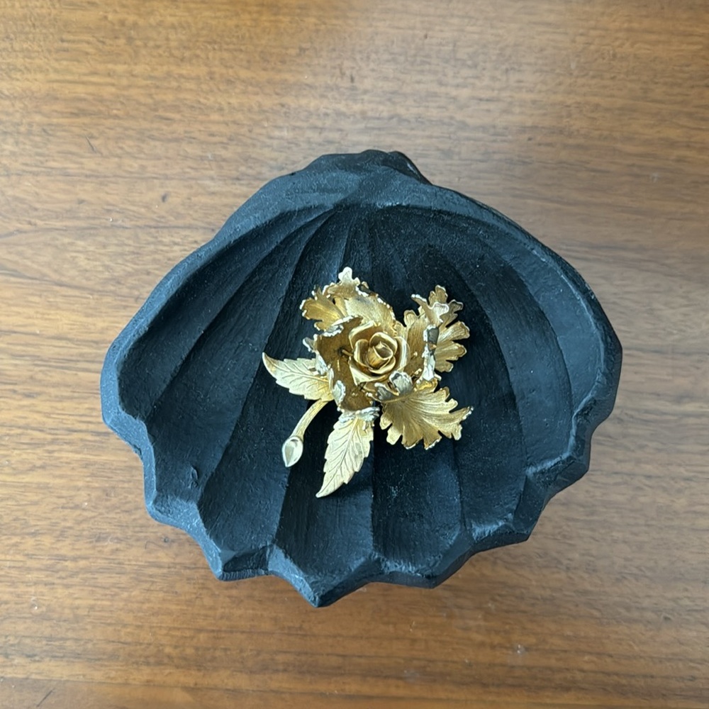 Vintage Gold Plated Rose Flower Pin